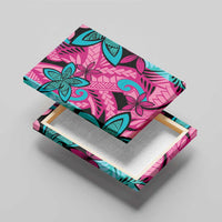 Plumeria Polynesian Pattern Canvas Wall Art Unique Fantasy Pink Teal LT01 - Polynesian Pride
