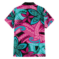 Plumeria Polynesian Pattern Hawaiian Shirt Unique Fantasy Pink Teal LT01 - Polynesian Pride