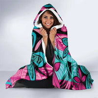 Plumeria Polynesian Pattern Hooded Blanket Unique Fantasy Pink Teal LT01 - Polynesian Pride