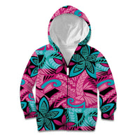 Plumeria Polynesian Pattern Kid Hoodie Unique Fantasy Pink Teal