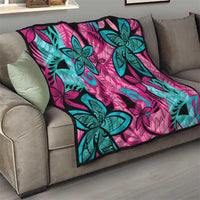 Plumeria Polynesian Pattern Quilt Unique Fantasy Pink Teal