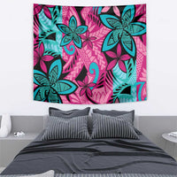 Plumeria Polynesian Pattern Tapestry Unique Fantasy Pink Teal