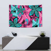 Plumeria Polynesian Pattern Tapestry Unique Fantasy Pink Teal
