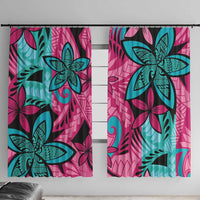 Plumeria Polynesian Pattern Window Curtain Unique Fantasy Pink Teal LT01 With Hooks Pink - Polynesian Pride