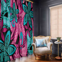 Plumeria Polynesian Pattern Window Curtain Unique Fantasy Pink Teal LT01 - Polynesian Pride