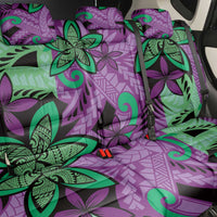 Plumeria Polynesian Pattern Back Car Seat Cover Unique Fantasy Purple Green