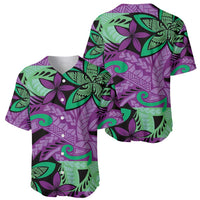 Plumeria Polynesian Pattern Baseball Jersey Unique Fantasy Purple Green