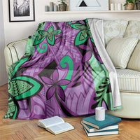 Plumeria Polynesian Pattern Blanket Unique Fantasy Purple Green LT01 Purple - Polynesian Pride