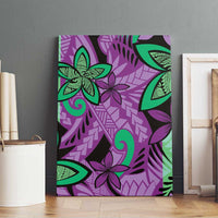 Plumeria Polynesian Pattern Canvas Wall Art Unique Fantasy Purple Green LT01 - Polynesian Pride
