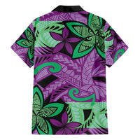 Plumeria Polynesian Pattern Family Matching Short Sleeve Bodycon Dress and Hawaiian Shirt Unique Fantasy Purple Green