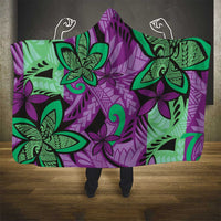 Plumeria Polynesian Pattern Hooded Blanket Unique Fantasy Purple Green LT01 - Polynesian Pride