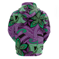 Plumeria Polynesian Pattern Hoodie Unique Fantasy Purple Green