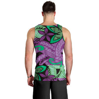 Plumeria Polynesian Pattern Men Tank Top Unique Fantasy Purple Green LT01 - Polynesian Pride