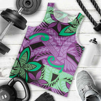 Plumeria Polynesian Pattern Men Tank Top Unique Fantasy Purple Green LT01 - Polynesian Pride
