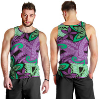 Plumeria Polynesian Pattern Men Tank Top Unique Fantasy Purple Green LT01 - Polynesian Pride