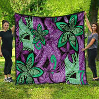 Plumeria Polynesian Pattern Quilt Unique Fantasy Purple Green