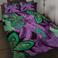 Plumeria Polynesian Pattern Quilt Bed Set Unique Fantasy Purple Green LT01 Purple - Polynesian Pride