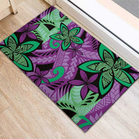 Plumeria Polynesian Pattern Rubber Doormat Unique Fantasy Purple Green LT01 - Polynesian Pride