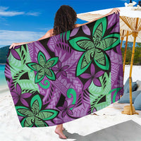 Plumeria Polynesian Pattern Sarong Unique Fantasy Purple Green