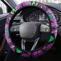 Plumeria Polynesian Pattern Steering Wheel Cover Unique Fantasy Purple Green LT01 - Polynesian Pride