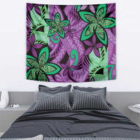 Plumeria Polynesian Pattern Tapestry Unique Fantasy Purple Green