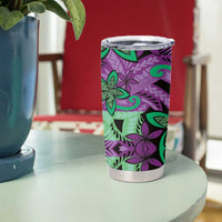 Plumeria Polynesian Pattern Tumbler Cup Unique Fantasy Purple Green