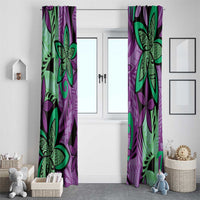 Plumeria Polynesian Pattern Window Curtain Unique Fantasy Purple Green LT01 - Polynesian Pride