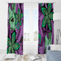 Plumeria Polynesian Pattern Window Curtain Unique Fantasy Purple Green LT01 - Polynesian Pride