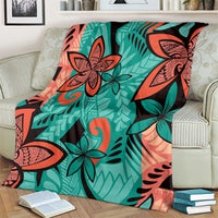 Plumeria Polynesian Pattern Blanket Unique Fantasy Teal Orange LT01 - Polynesian Pride