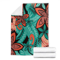 Plumeria Polynesian Pattern Blanket Unique Fantasy Teal Orange LT01 - Polynesian Pride