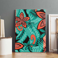 Plumeria Polynesian Pattern Canvas Wall Art Unique Fantasy Teal Orange LT01 - Polynesian Pride