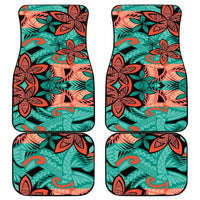 Plumeria Polynesian Pattern Car Mats Unique Fantasy Teal Orange LT01 - Polynesian Pride