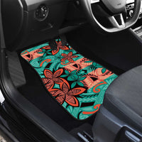 Plumeria Polynesian Pattern Car Mats Unique Fantasy Teal Orange LT01 - Polynesian Pride