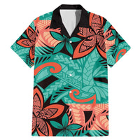 Plumeria Polynesian Pattern Family Matching Mermaid Dress and Hawaiian Shirt Unique Fantasy Teal Orange