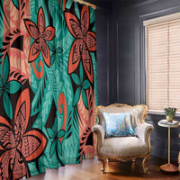 Plumeria Polynesian Pattern Window Curtain Unique Fantasy Teal Orange LT01 - Polynesian Pride