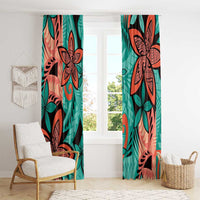 Plumeria Polynesian Pattern Window Curtain Unique Fantasy Teal Orange LT01 - Polynesian Pride