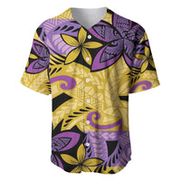 Plumeria Polynesian Pattern Baseball Jersey Unique Fantasy Yellow Purple
