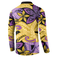 Plumeria Polynesian Pattern Button Sweatshirt Unique Fantasy Yellow Purple LT01 - Polynesian Pride