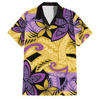 Plumeria Polynesian Pattern Family Matching Long Sleeve Bodycon Dress and Hawaiian Shirt Unique Fantasy Yellow Purple