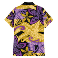 Plumeria Polynesian Pattern Family Matching Long Sleeve Bodycon Dress and Hawaiian Shirt Unique Fantasy Yellow Purple
