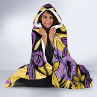 Plumeria Polynesian Pattern Hooded Blanket Unique Fantasy Yellow Purple LT01 - Polynesian Pride