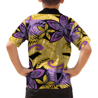 Plumeria Polynesian Pattern Kid Hawaiian Shirt Unique Fantasy Yellow Purple LT01 - Polynesian Pride