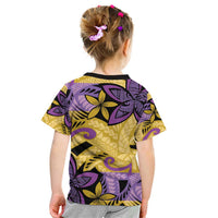 Plumeria Polynesian Pattern Kid T Shirt Unique Fantasy Yellow Purple LT01 - Polynesian Pride