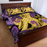 Plumeria Polynesian Pattern Quilt Bed Set Unique Fantasy Yellow Purple LT01 - Polynesian Pride
