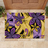 Plumeria Polynesian Pattern Rubber Doormat Unique Fantasy Yellow Purple LT01 Yellow - Polynesian Pride