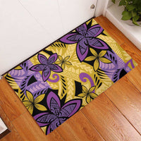 Plumeria Polynesian Pattern Rubber Doormat Unique Fantasy Yellow Purple LT01 - Polynesian Pride