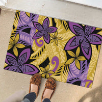 Plumeria Polynesian Pattern Rubber Doormat Unique Fantasy Yellow Purple LT01 - Polynesian Pride