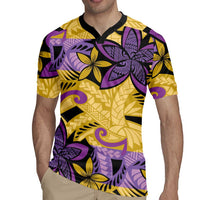 Plumeria Polynesian Pattern Rugby Jersey Unique Fantasy Yellow Purple