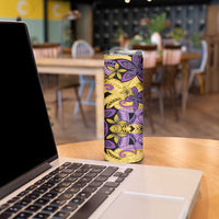 Plumeria Polynesian Pattern Skinny Tumbler Unique Fantasy Yellow Purple