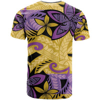Plumeria Polynesian Pattern T Shirt Unique Fantasy Yellow Purple
